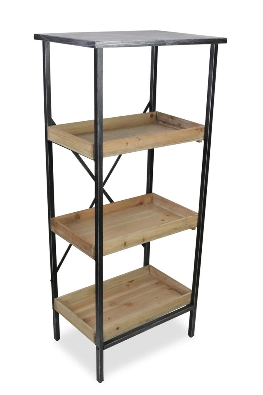 Contemporary Home Living 49" Brown and Silver Free Standing 4 Tire Storage Rack with Shelves